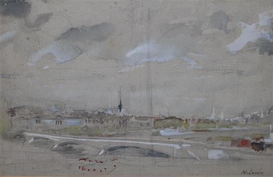 Marjorie Lance (b.19000, watercolour, Thames at Waterloo, 20 x 30cm